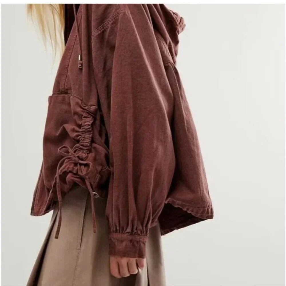 Free People Donny Anorak Utility Hoodie Jacket Top Oversized Zip-Up L 287760